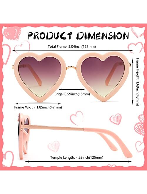 Kids Heart Shaped Sunglasses for Toddler Little Girls Age 3-10, 100% UV400 Protection