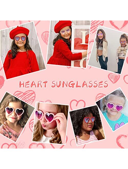 Kids Heart Shaped Sunglasses for Toddler Little Girls Age 3-10, 100% UV400 Protection