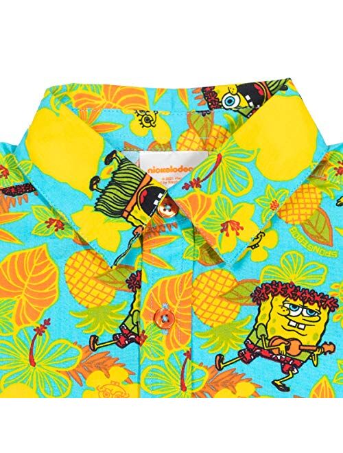 Nickelodeon Spongebob Squarepants Boys Hawaiian Short Sleeve Button Down Shirt