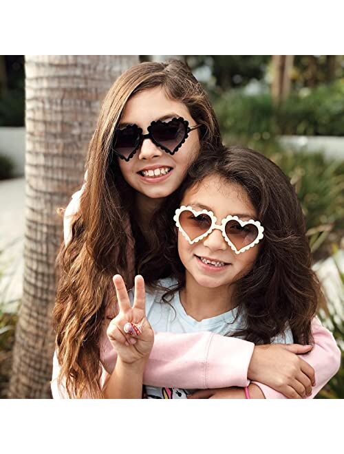 Kids Heart Shaped Sunglasses for Toddler Girls Age 2-9, ZJOVEE Kids Girls Sun Glasses Shades Party Favors UV400 Protection