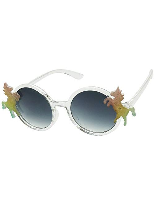ShadyVEU Kids Small Round Circular Unicorn Colorful Glitter Toddler Girls Fashion Cute Childrens Rainbow Sunglasses