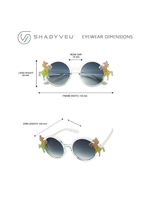 ShadyVEU Kids Small Round Circular Unicorn Colorful Glitter Toddler Girls Fashion Cute Childrens Rainbow Sunglasses