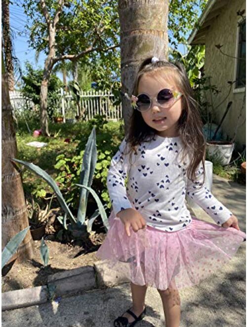 ShadyVEU Kids Small Round Circular Unicorn Colorful Glitter Toddler Girls Fashion Cute Childrens Rainbow Sunglasses