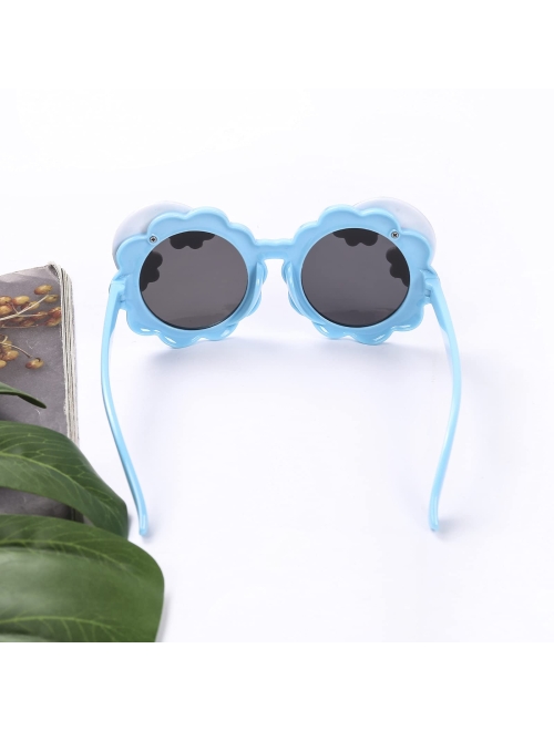 Resungoo Sunglasses for Kids Round Flower Cute Glasses UV 400 Protection Children Girl Boy Gifts