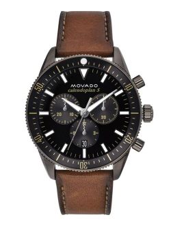 Men's Swiss Chronograph Heritage Series Calendoplan Cognac Leather Strap Watch 42mm Style #3650060