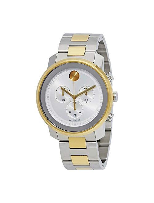 Movado Men's BOLD Metals Chronograph Watch with Printed Index Dial, Silver/Grey/Gold (3600432)