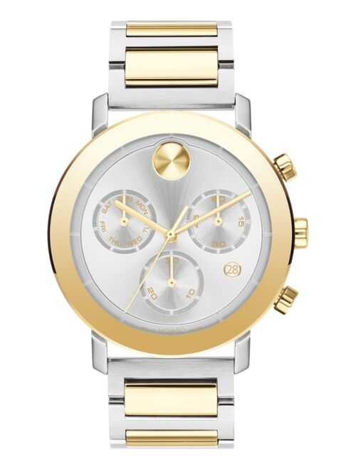 Movado Men's Swiss Chronograph Bold Evolution Two Tone Stainless Steel Bracelet 42mm