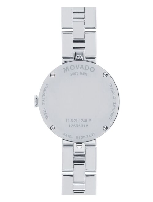 Movado Women's Swiss Sapphire Crystal 
Diamond Accent Stainless Steel Bracelet Watch 28mm 0606814