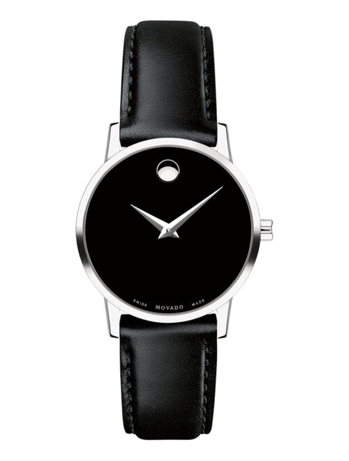 Movado Women's Swiss Museum Classic Black Leather Strap Watch 28mm