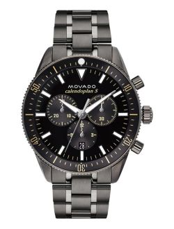Men's Swiss Chronograph Heritage Calendoplan Gray Ion Plated Steel Bracelet Watch 42mm