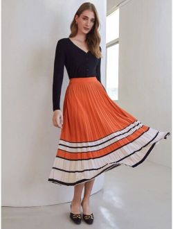 Premium Striped Pleated Skirt