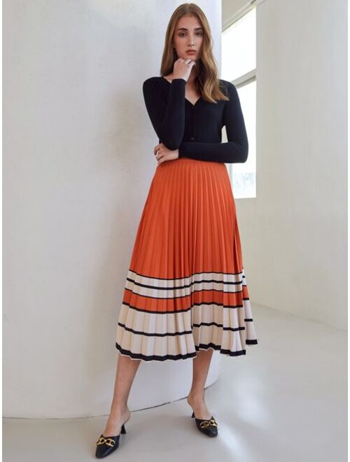 MOTF Premium Striped Pleated Skirt