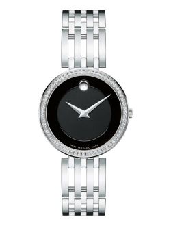 Women's Esperanza Stainless Steel Watch with Diamond Accent Bezel, Silver/Black (607052)