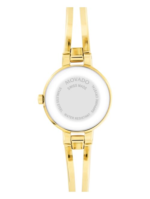 Movado Women's Swiss Amorosa Diamond-Accent Gold-Tone PVD Stainless Steel Bangle Bracelet Watch 24mm