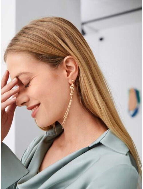 MOTF Premium 14k Gold Plated Metal Tassel & Chain Drop Earrings
