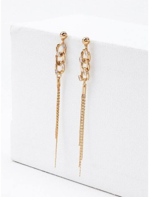 MOTF Premium 14k Gold Plated Metal Tassel & Chain Drop Earrings