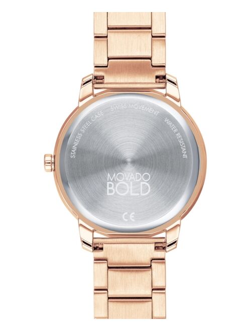 Movado Women's Bold Luxe Swiss Rose Gold-Tone Bracelet Watch 32mm