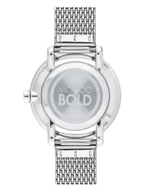 Movado Women's Swiss Bold Stainless Steel Mesh Bracelet Watch 34mm Style #3600655