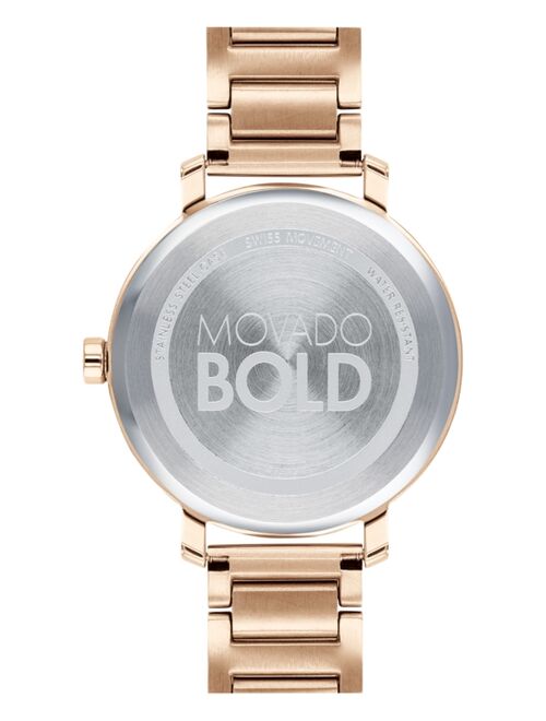 Movado Women's Evolution Swiss BOLD Carnation Gold-Tone Stainless Steel Bracelet Watch 34mm  Style #3600650