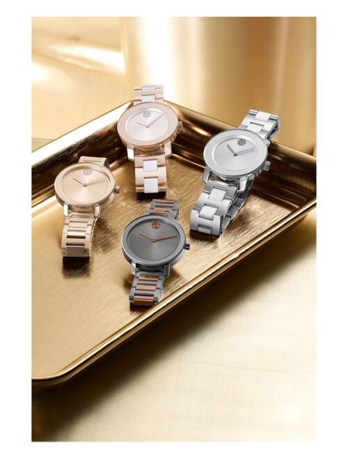 Movado Women's Evolution Swiss BOLD Carnation Gold-Tone Stainless Steel Bracelet Watch 34mm  Style #3600650