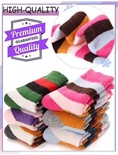 PROETRADE Wool Socks for Kids Boys Girls Toddlers Winter Warm Hiking Thick Thermal Heavy Boot Cozy Gift Socks 6 Pack