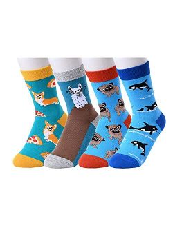 HAPPYPOP Gifts for Teenage Boys Kids Funny Boys Socks 4-10 Years Old Space Sports Animal Gift Box
