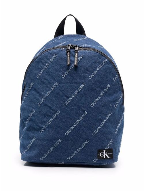 Calvin Klein Kids embroidered logo denim backpack