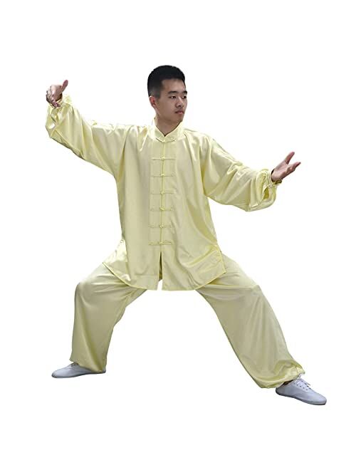 DYRCJ Tai Chi Uniform, Chinese Traditional Unisex South Korean Silk Tai Chi Clothes Tai Chi Practicing Clothes Kung Fu Clothing Martial Arts Wear a-3XL