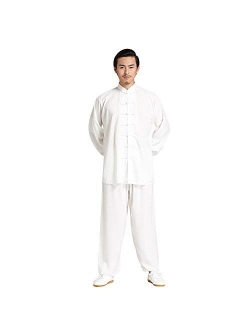Positive Costume Unisex Adult Tai Chi Uniform Chinese Traditional Martial Arts Kung Fu Suit Cotton Linen Long Sleeve Tang Suit