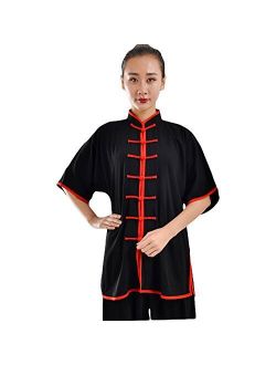 ZooBoo Unisex Cotton Blend Short Sleeves Tai Chi Suit Morning Exercise Uniform Kung Fu Clothing