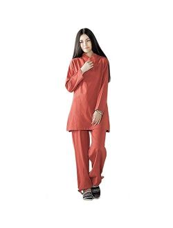 KSUA Womens Tai Chi Uniform Zen Meditation Suit Chinese Kung Fu Clothing Cotton