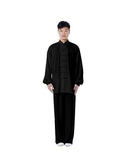 ZooBoo Cotton Blend Long Sleeves Tai Chi Suit Morning Exercise Uniform Kung Fu Clothing for Men