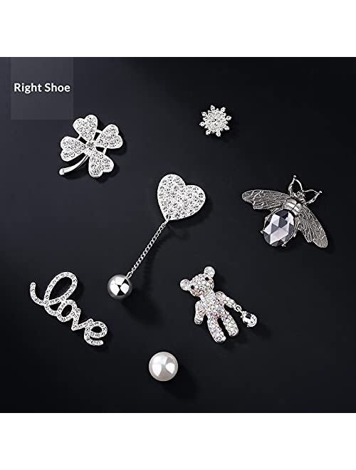 Waviar Trendy Designer Croc charms for Women and Girls, Bling Shoe Charms Pack with Buttons, Cool Diamond Croc Pins for Adults, Jewels Shoe Decoration, Luxury Clog Access