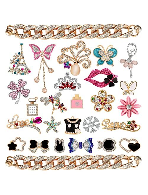 Daloo 27 PCS Bling Bling Shoe Charms for Women Bling Chrams for Crocs for Adults- Clog Shoes Decorations for kids -Girls Shoe Decoration Charms for Adults - Bling Charms 