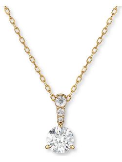Gold-Tone Crystal Solitaire Pendant Necklace, 14-7/8"   2" extender