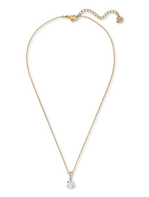 Swarovski Gold-Tone Crystal Solitaire Pendant Necklace, 14-7/8" + 2" extender