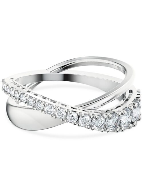Swarovski Silver-Tone Crystal Twist Double-Row Ring