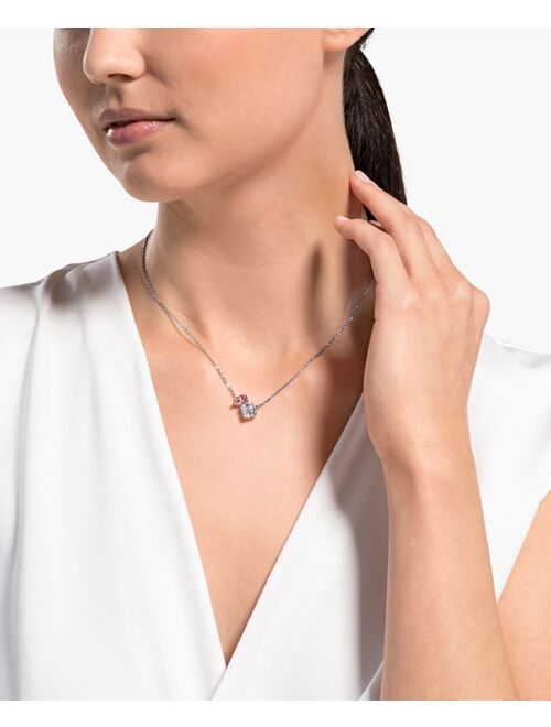 Swarovski Silver-Tone Double Crystal Pendant Necklace, 14-7/8" + 2" extender