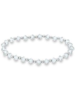 Macy's Crystal Beaded Stretch Bracelet in Sterling Silver
