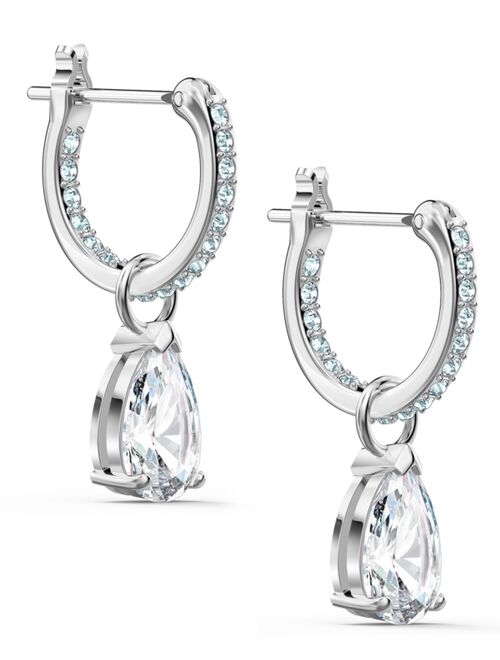 Swarovski Silver-Tone Crystal Charm Convertible Pavé Hoop Earrings