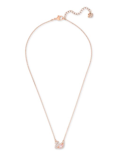 Swarovski Rose Gold-Tone Crystal Swan Pendant Necklace, 14-7/8" + 2" extender