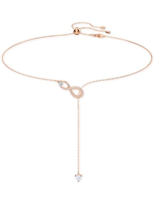 Swarovski Rose Gold-Tone Infinity Symbol & Crystal Lariat Necklace, 19" + 2" extender