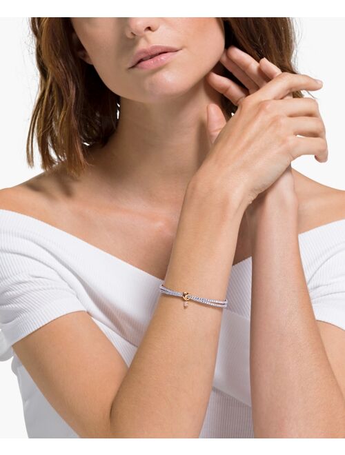 Swarovski Two-Tone Heart Knot & Crystal Split Bangle Bracelet