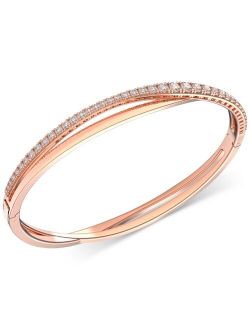 Rose Gold-Tone Crystal Intertwining Double-Row Bangle Bracelet