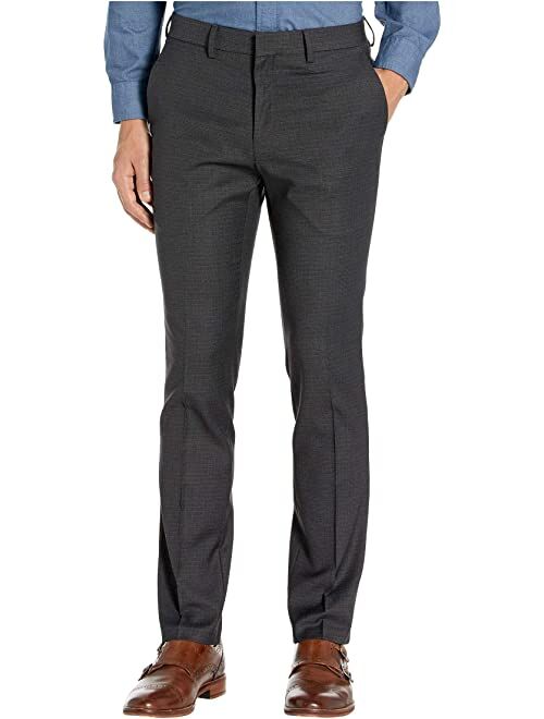 Kenneth Cole Reaction Stretch Micro Check Houndstooth Skinny Fit Flat Front Dress Pants