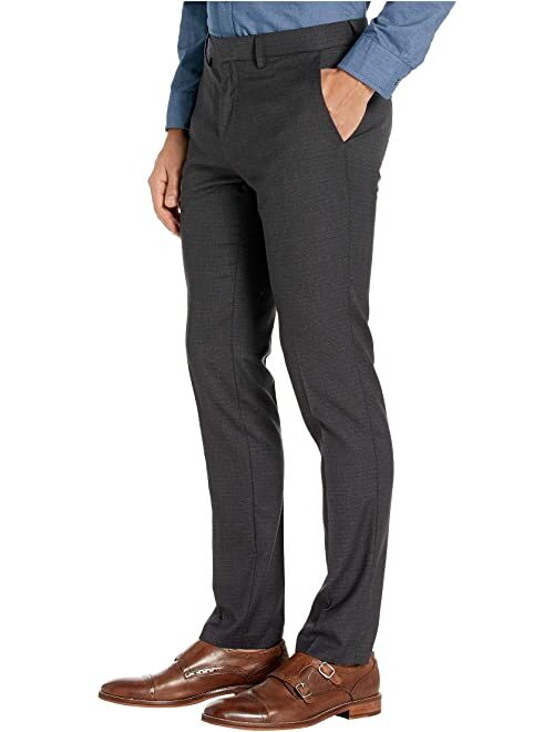 Kenneth Cole Reaction Stretch Micro Check Houndstooth Skinny Fit Flat Front Dress Pants