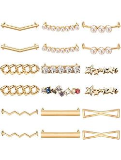 Gfsdd 18 Pieces Shoelaces Clips Decorations Charms with Faux Crystal Pearl Rhinestone , DIY Decorative Shoes Clips for Women Sneakers and Casual Shoes Stylish Accessory