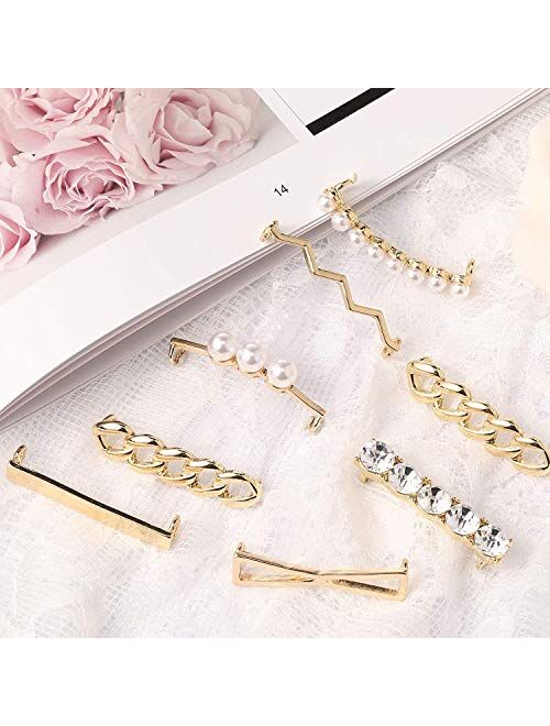 Gfsdd 18 Pieces Shoelaces Clips Decorations Charms with Faux Crystal Pearl Rhinestone , DIY Decorative Shoes Clips for Women Sneakers and Casual Shoes Stylish Accessory