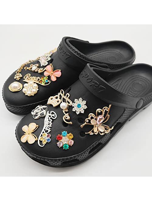 Tomungs Rhinestone shoe charms for crocs for adults bling croc charms women teen girls gold crocs accessories diamond corc decoration charms crystal croc jewels bling cha