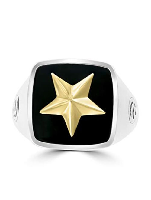 Effy 925 Sterling Silver & 18K Yellow Gold Onyx Star Ring, 5 TCW IRS0N674XX
